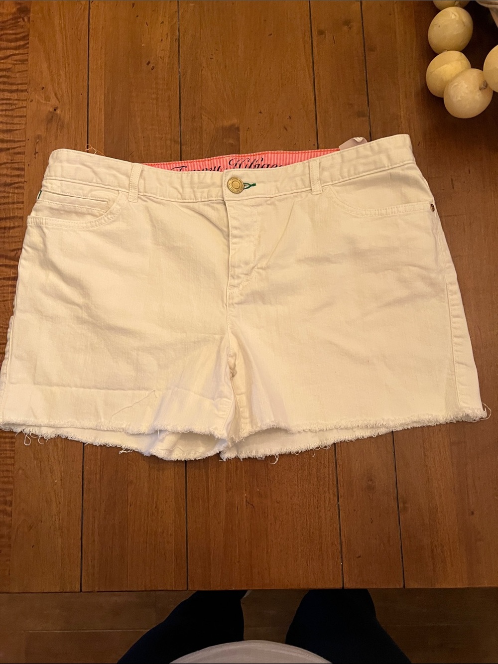Tommy Hilfiger White Frayed Hem Denim Shorts